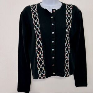 Anna Sui X James Coviello Black Knit Button Up Cardigan